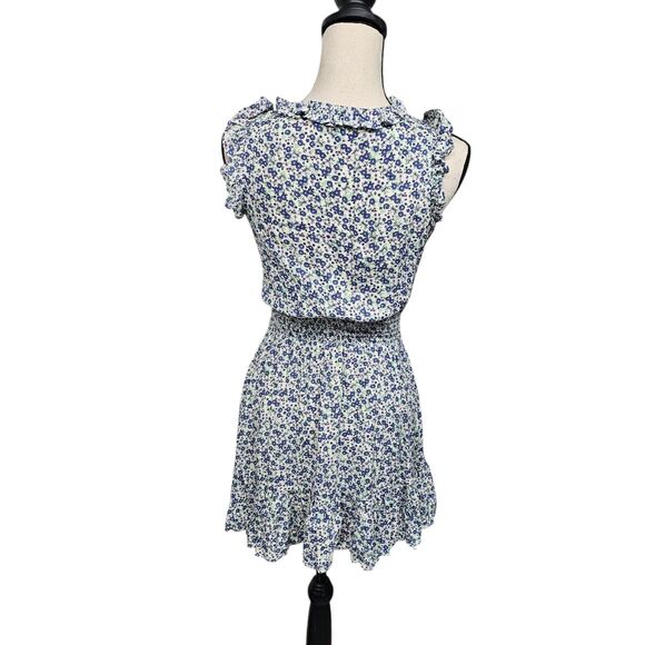 Y2K Forever 21 Womens Micro Floral Dress Size SP Ruffles Smocked Waist Coquette - Picture 2 of 11
